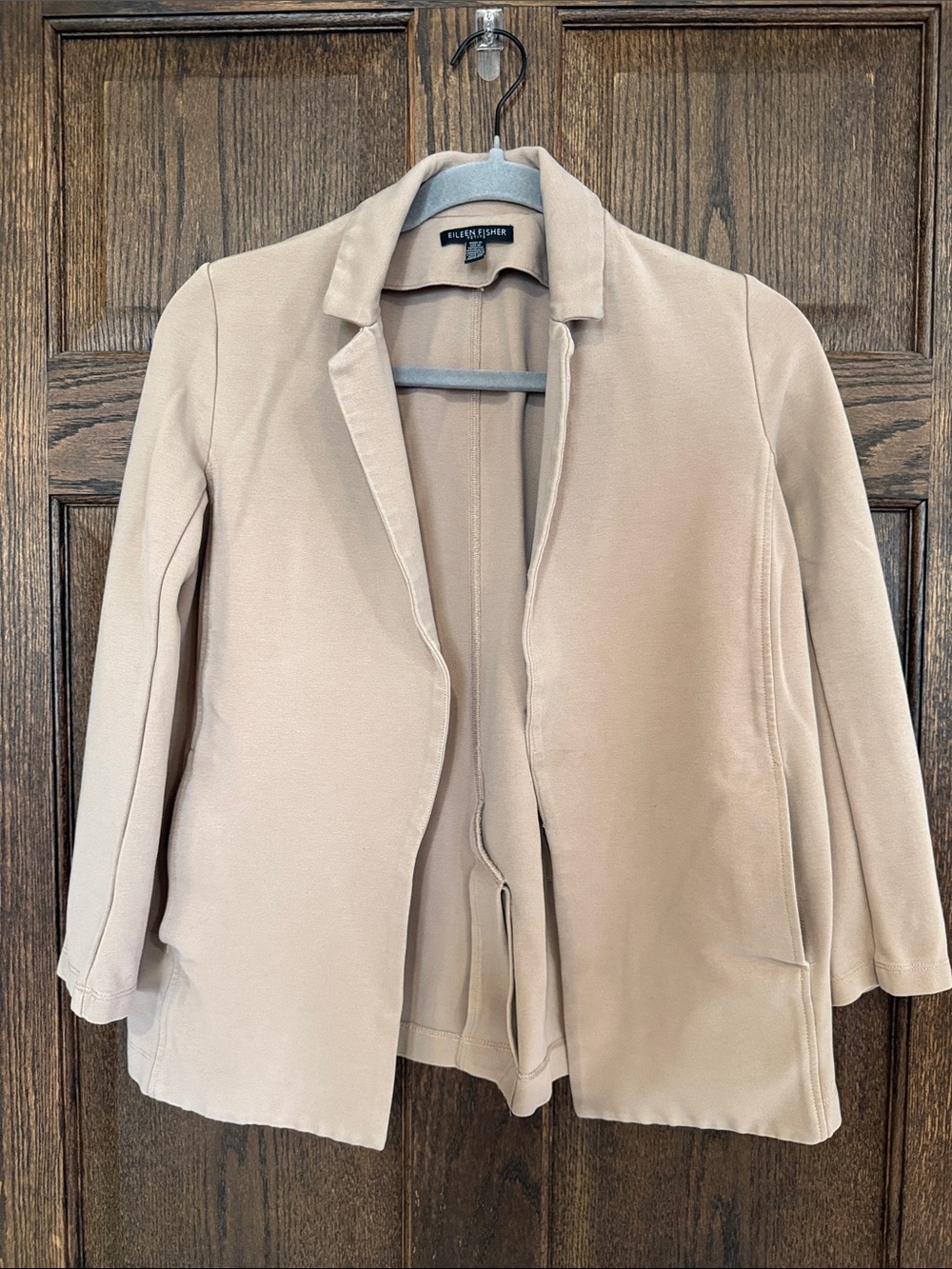 Eileen Fisher Knit Women's Khaki Open-Front Jacket Petite Small